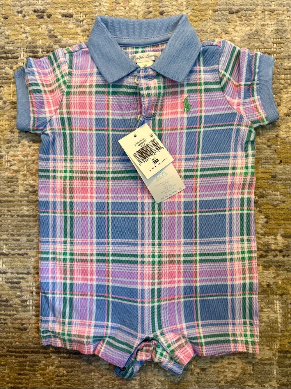 NWT Polo Ralph Lauren Plaid-Print Cotton Mesh Polo Shortall
